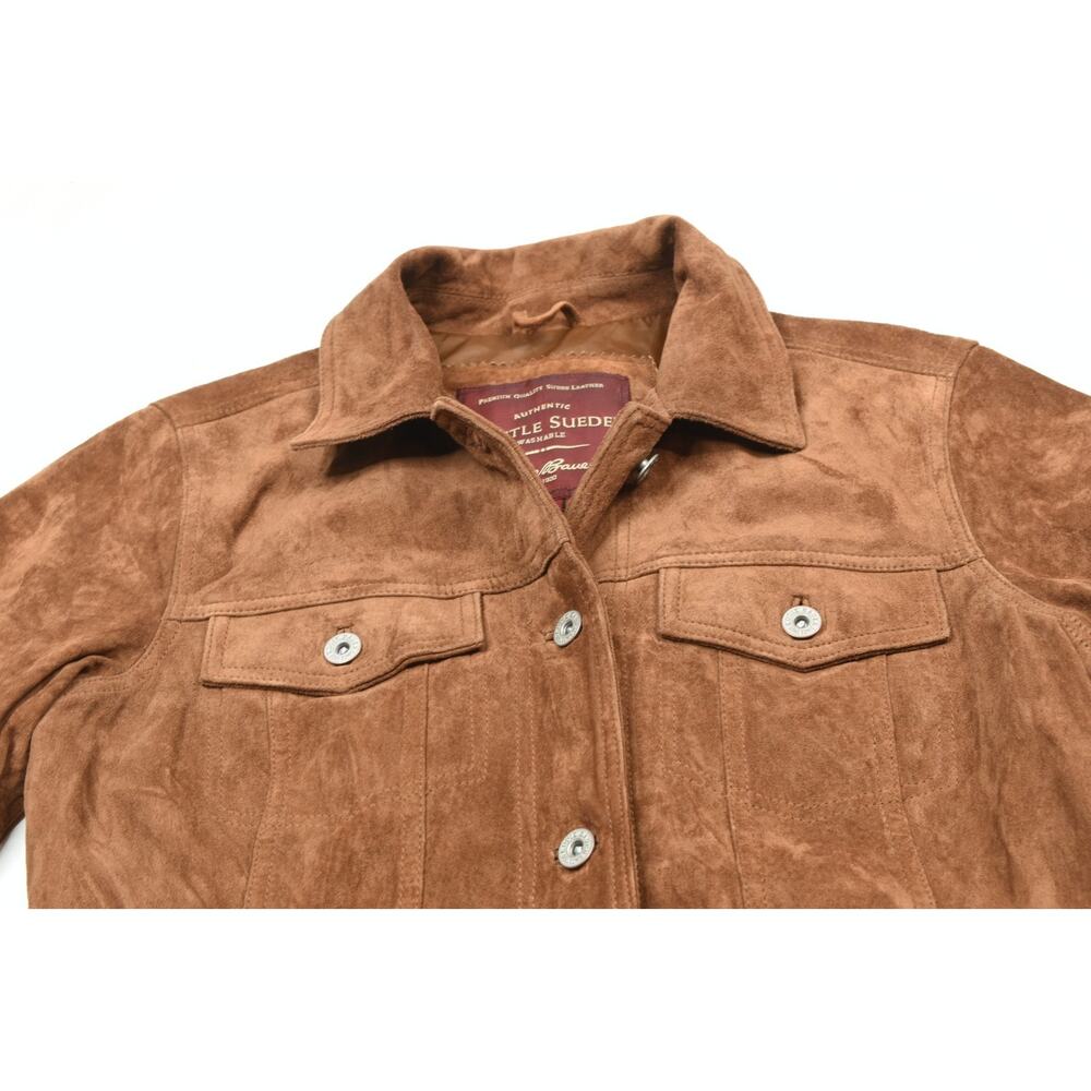 Vintage Eddie Bauer Seattle Suede Jacket Womens Small Brown Long Sleeve ButtonUp - Picture 3 of 12